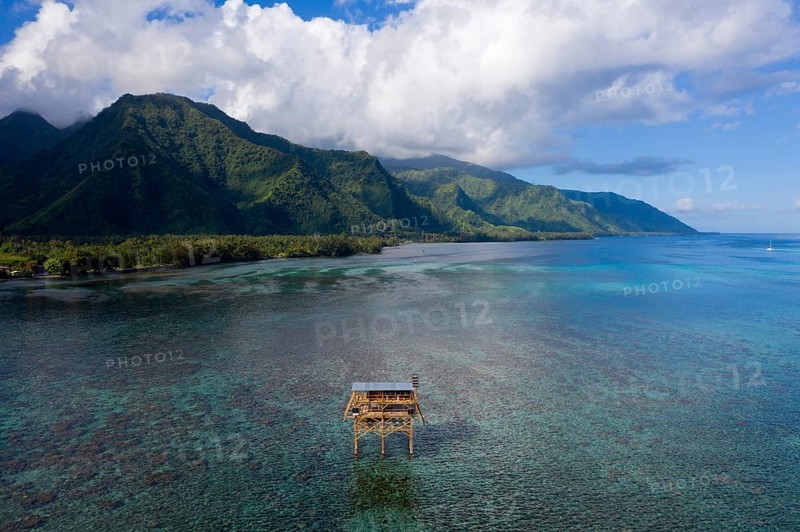Billabong platform of Teahupoo, Tahiti, French Polynesia, Oceania
