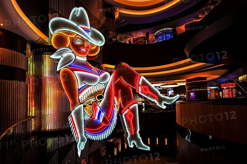 Vegas Vicky Cowgirl, Neon Art, Circa Hotel, Las Vegas, Nevada, USA, North America