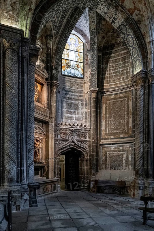 Avila, Spain, 8 April, 2024: interior view of the Avila Cathedral with its bloodstone walls, Europe
