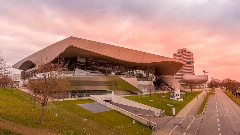 Munich, Germany, December 28, 2016: BMW museum building and street view, Europe