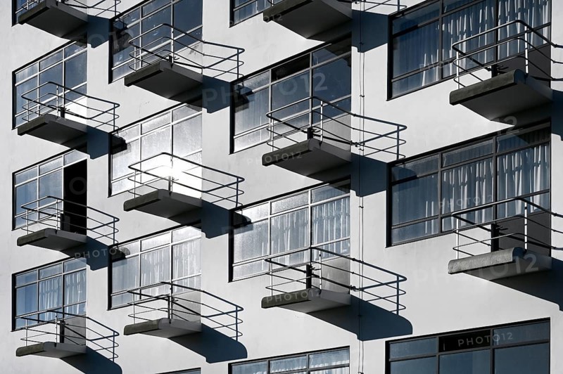 Bauhaus studio house with balconies, Dessau, Saxony-Anhalt, Germany, Europe
