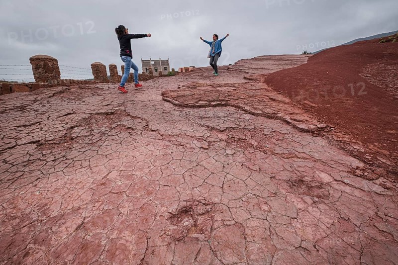 Dinosaur footprints, middle to upper jurassic, geo park Iouaridene, Beni Mellal-Khenifra, Atlas mountain range, morocco