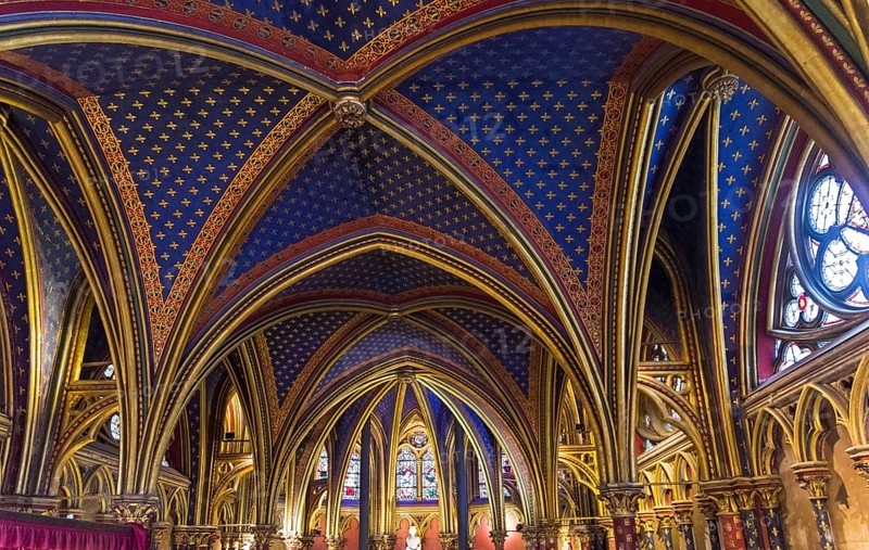 Paris, France, August 31, 2018: Sainte-Chapelle, the interior of the Lower Chapel. Paris, France, Europe