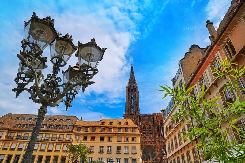Strasbourg city and Notre Dame Cathedral Alsace France