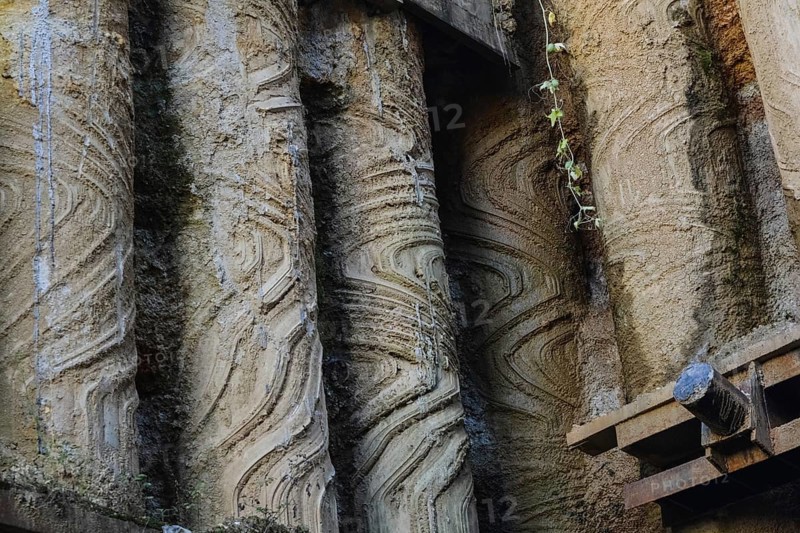 Old piles excavated during the reconstruction of Amursky Boulevard in Khabarovsk