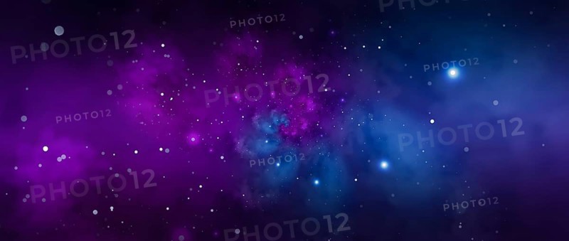 Deep outer space background with stars and nebula in blue and purple