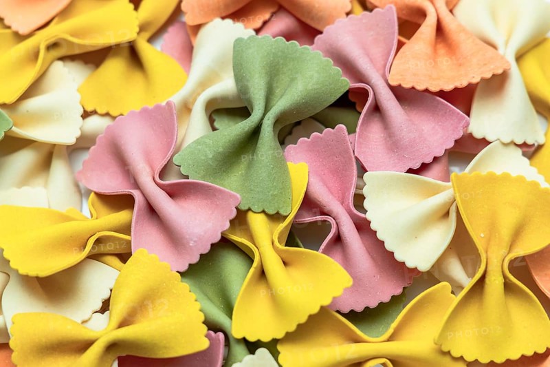 Close-up of colourful Italian butterfly pasta
