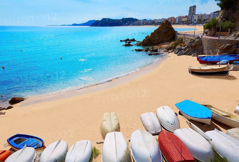 Lloret de Mar Sa Caleta beach in costa Brava of Catalonia Spain