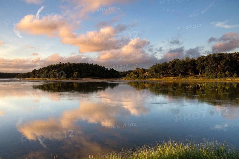 Beautiful sunset over Kilsholmen near the Swedish village Lur in the region Bohuslann
