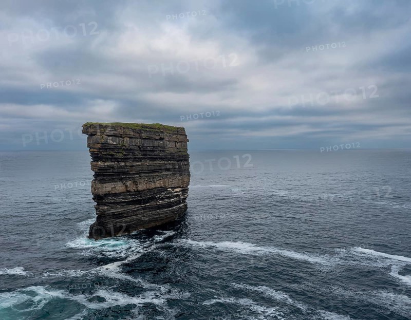 A view of the landmark sea stack Downpatrick Head in County Mayo of Ireland