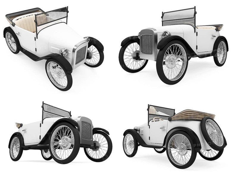Isolated collection of retro car