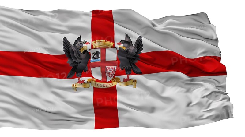Perth City Flag, Country Australia, Isolated On White Background