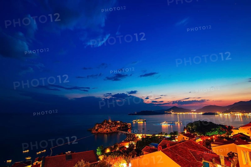 Island of Sveti Stefan in Montenegro. Panoramic shot