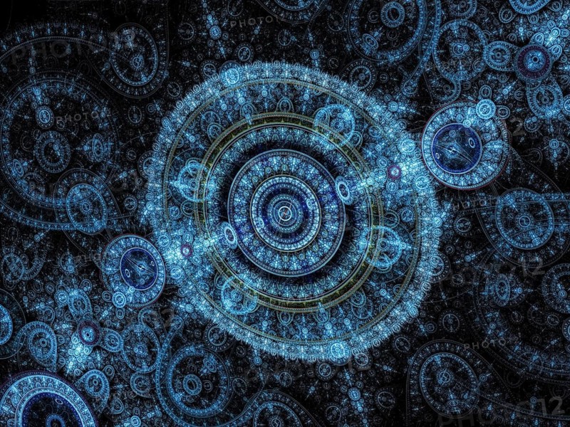 Fractal clock - modern pattern. Sacred geometry abstract background. Computer-generated image foe web design, cards, covers