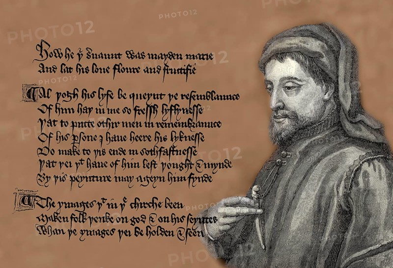 Portrait of Geoffrey Chaucer, ca. 1343 - 1400, part of the Canterbury Tales