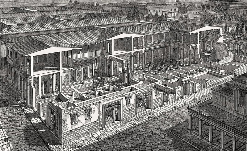 Cross-section of an ancient Roman House, Rome, Italy, Europe