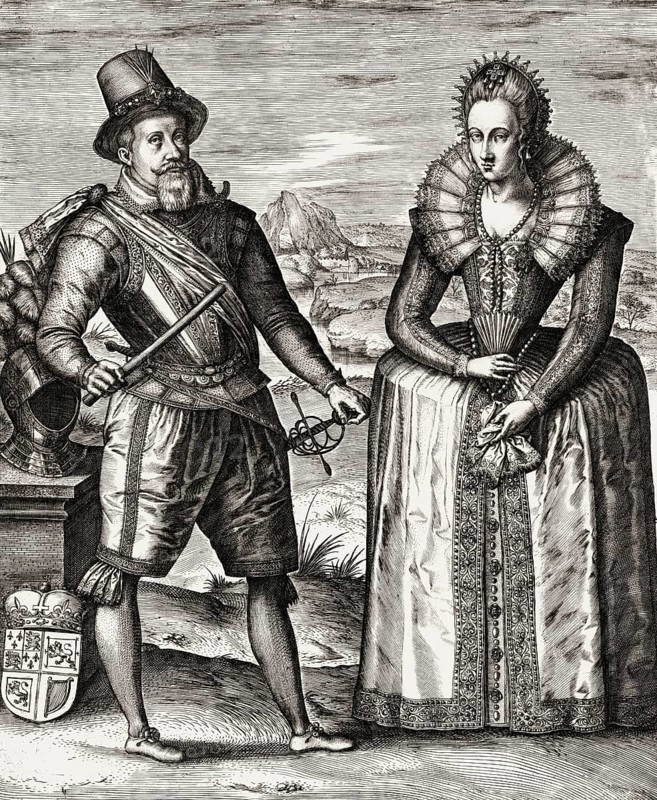 James VI and I, James Charles Stuart, 1566 – 1625, King of England, with his wife Anne of Denmark, digitally edited