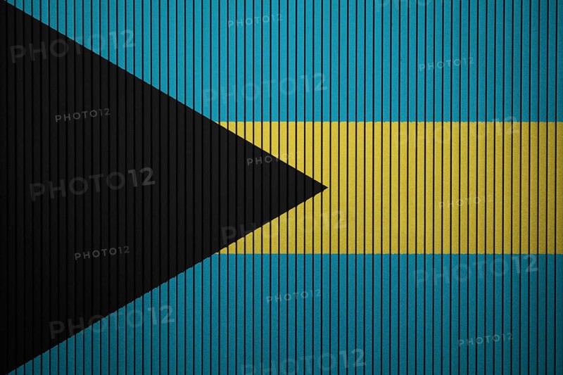 Bahamas flag painted on the cracked grunge concrete wall