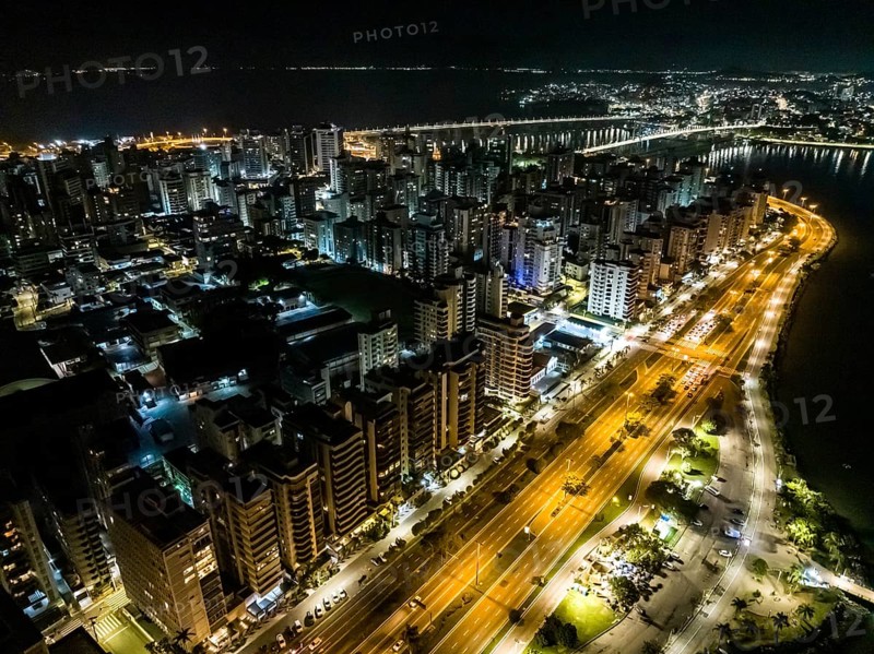 Florianopolis in Santa Catarina. Night aerial image
