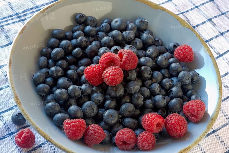 Blueberries and raspberries