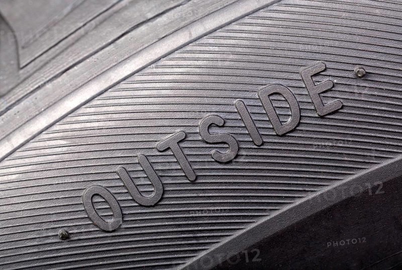 Inscription on the new wheel close-up outside