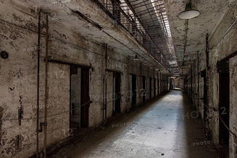 PHILADELPHIA, USA, AUGUST 15, 2022, Abandoned corridor in the Eastern State Penitentiary in Philadelphia, USA, North America