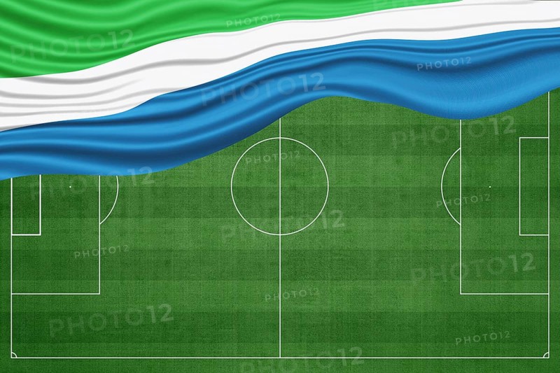 Sierra Leone Flag on Football Field, National Soccer