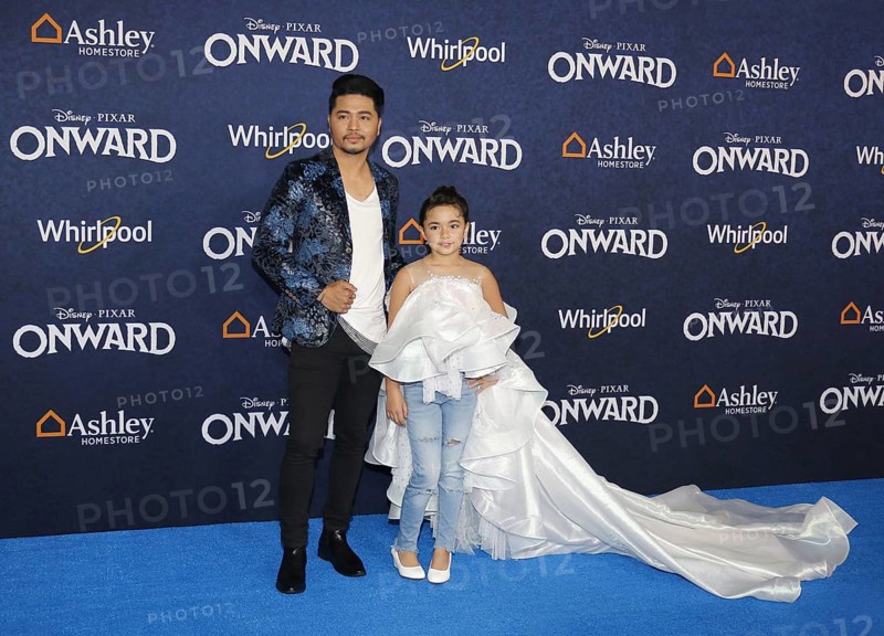 Nephi Garcia and Lili Garcia at the World premiere of Disney And Pixar's 'Onward' held at the El Capitan Theatre in Hollywood, USA on February 18, 2020