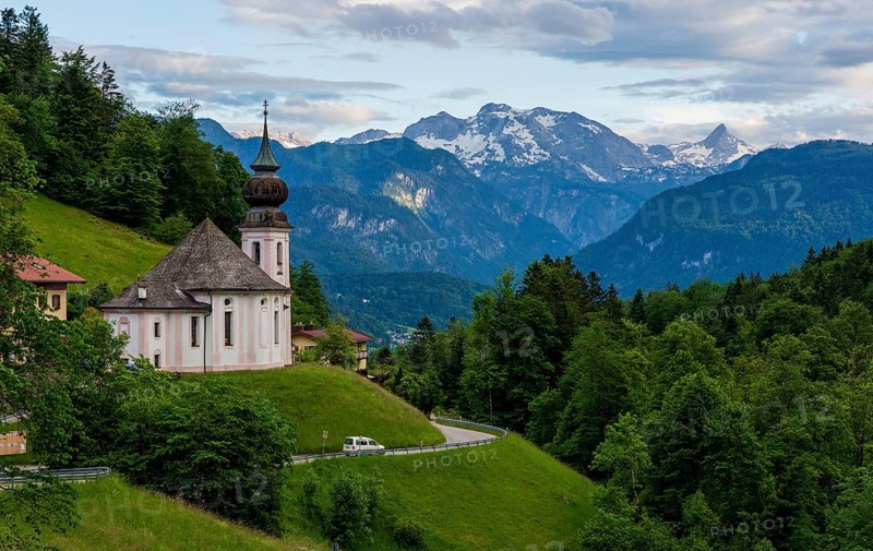 View of the pilgrimage church Maria Gern in Bavaria, Germany, Europe