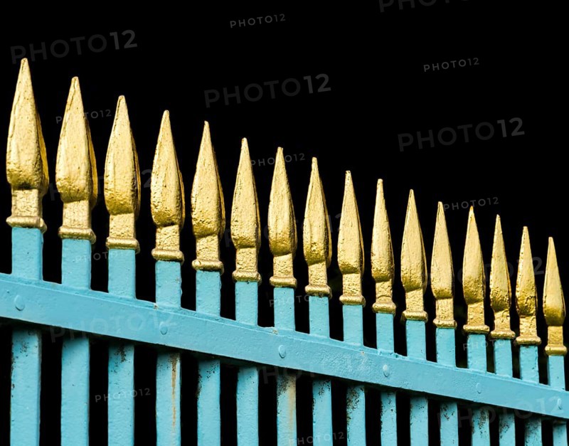 Gilded fence tops, Schloss Wilhelmsthal, Wilhelmsthal Palace, Calden, Hesse, Germany, Europe