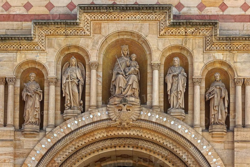 The patron saints of the imperial cathedral of Speyer above the west portal