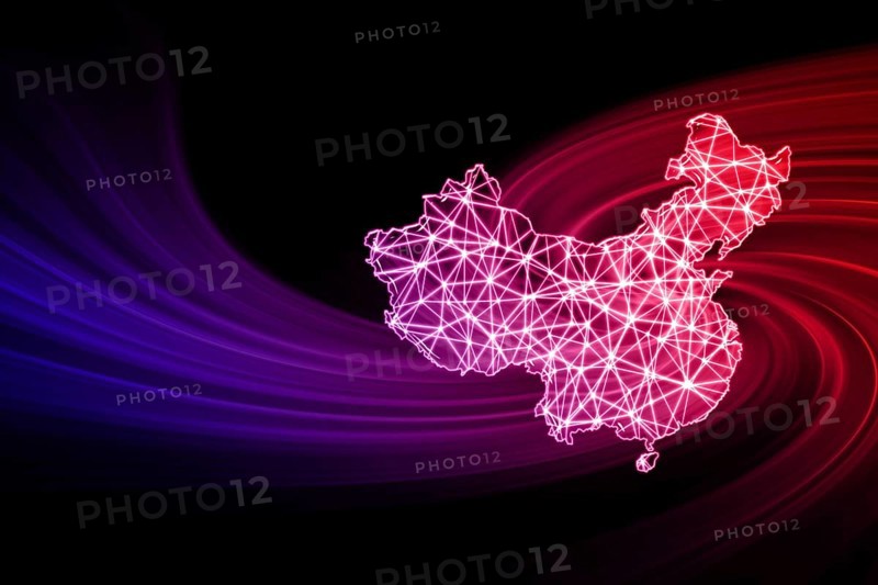 Map of China, Polygonal mesh line map, modern map
