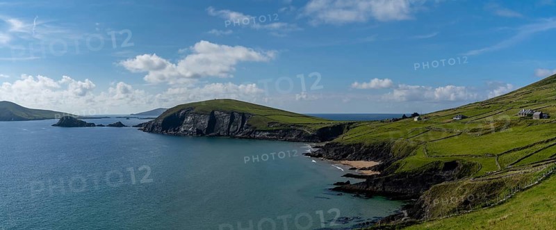 Panorama landscape view of Slea Head and the Dingle Peninsula in County Kerry of western Ireland