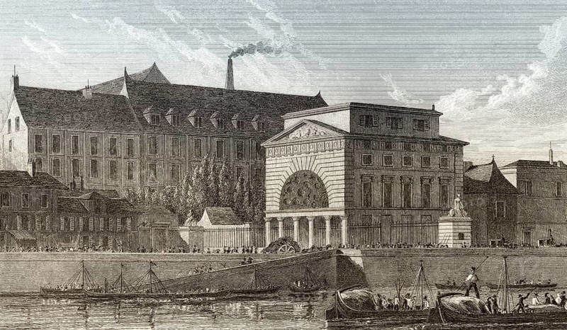 Barriere de Passy, Paris, antique steel engraved print, 1831