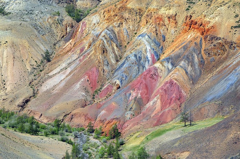 Deposit of colorful clay in the Altai Mountains or Mars valley, Kizil-Chin