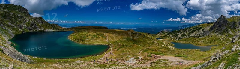 Panorama of the Seven Rila Lakes in the Rila Mountain, Bulgaria, Europe