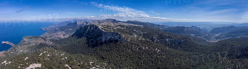 Archduke's refuge in Talaia Vella and aerial view of the Archduke's path, Valldemossa, Majorca, Balearic Islands, Spain, Europe