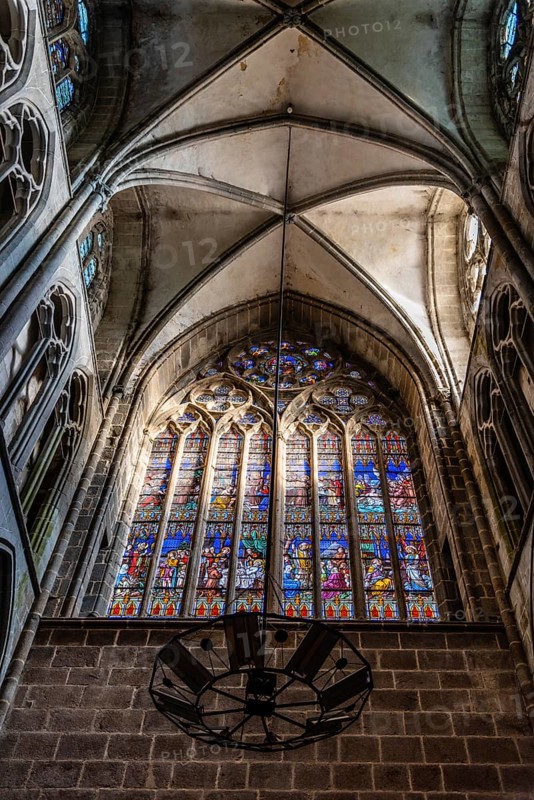 Dol-de-Bretagne, France, July 25, 2018: Interior view of the Cathedral of Saint Samson. The building is notable for its eclectic mix of styles, Europe