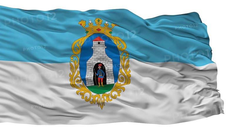 Kiskunfelegyhaza City Flag, Country Hungary, Isolated On White Background