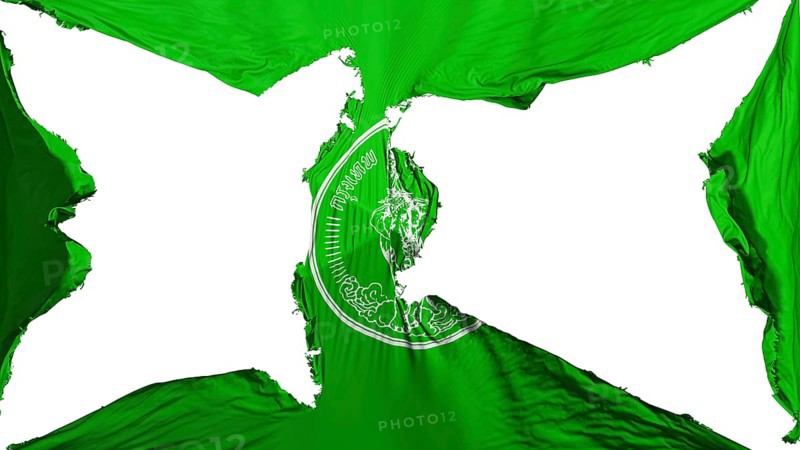 Destroyed Bangkok, capital of Thailand flag, white background, 3d rendering
