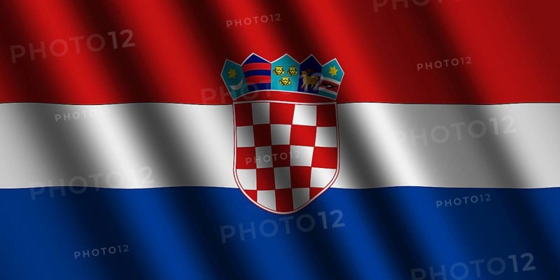 The Croatian flag flying in the wind