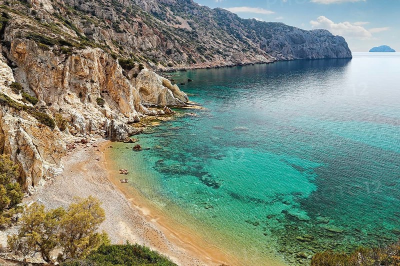 The beach Vroulidia in Chios island, Greece, Europe