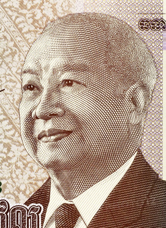 Norodom Sihanouk (1922-2012) on 1000 Riels 2013 Banknote from Cambodia. King of Cambodia during 1941-1955 and 1993-2004