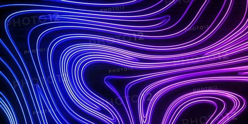 Neon Glow blue and purple lines on a dark background, Cyberpunk background