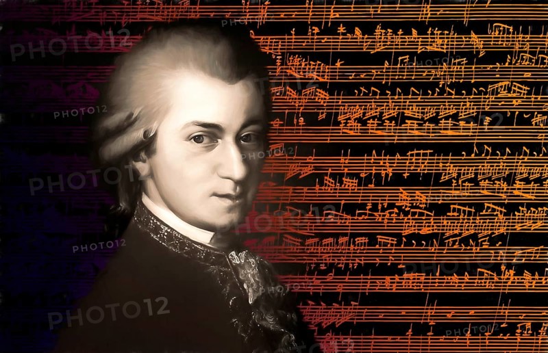 Wolfgang Amadeus Mozart, 1756 – 1791, composer of classical music, First Viennese School, notesheet from Allegro and Andante, Fantasy in F minor for mechanical organ, KV 608, 1791, digitally edited
