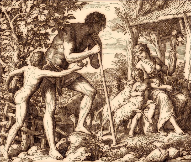 Adam, Eve, and Family, by Julius Schnorr von Carolsfeld, 1860