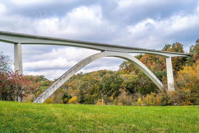 Double Arch Bridge at Natchez Trace Parkway near Franklin, TN, fall scenery