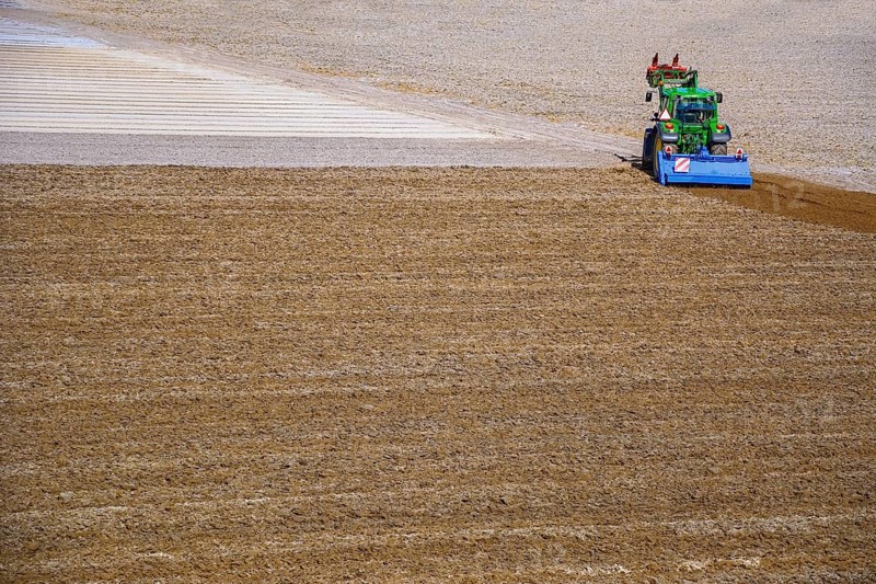 Tractor in a Plowed Field Keukenhof, Netherlands