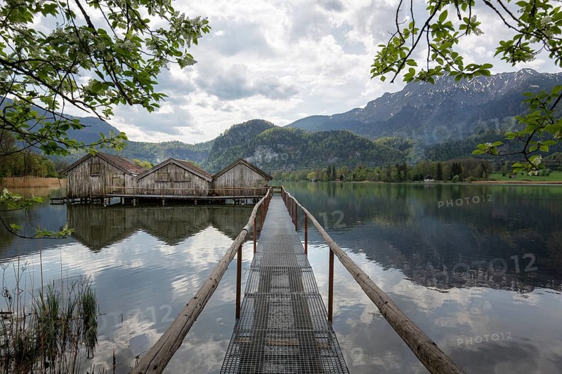Old boathouses on Lake Lake Kochel, Bavaria