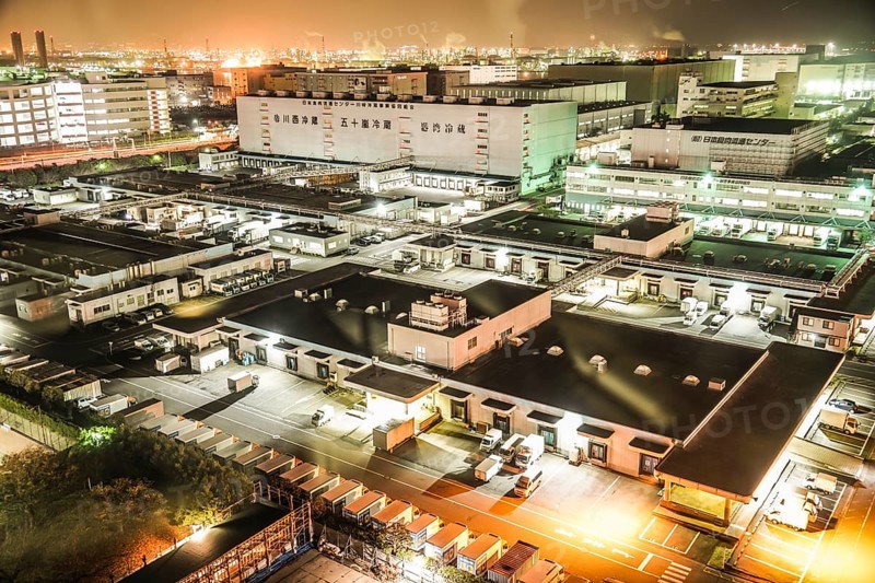 Keihin industrial zone which is visible from the Kawasaki Marien (Kawasaki City, Kanagawa Prefecture). Shooting Location: Yokohama-city kanagawa prefecture